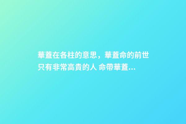 華蓋在各柱的意思，華蓋命的前世只有非常高貴的人 命帶華蓋什么意思-第1張-觀點-玄機派